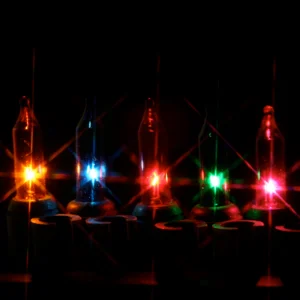 50 Multicolor Mini Lights With 1/4" Clips, Green Wire