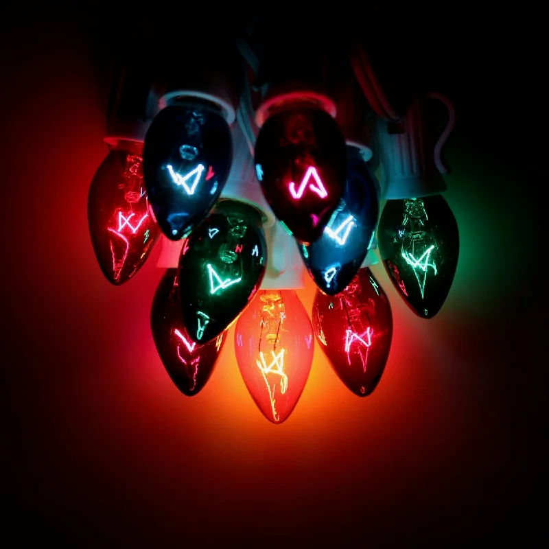 C7 Multicolor Triple Dip Glass Bulbs E12 Bases (25 Pack)