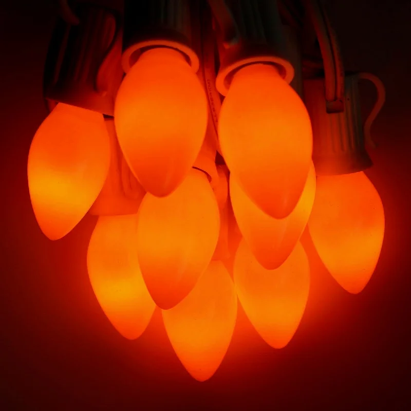 C7 Orange Opaque Glass Bulbs E12 Bases (25 Pack)