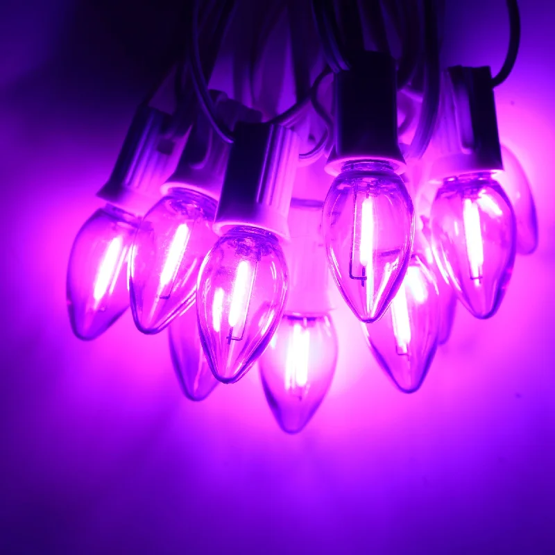 C7 Purple Smooth Filament LED (SMD) Bulbs E12 Bases (25 Pack)