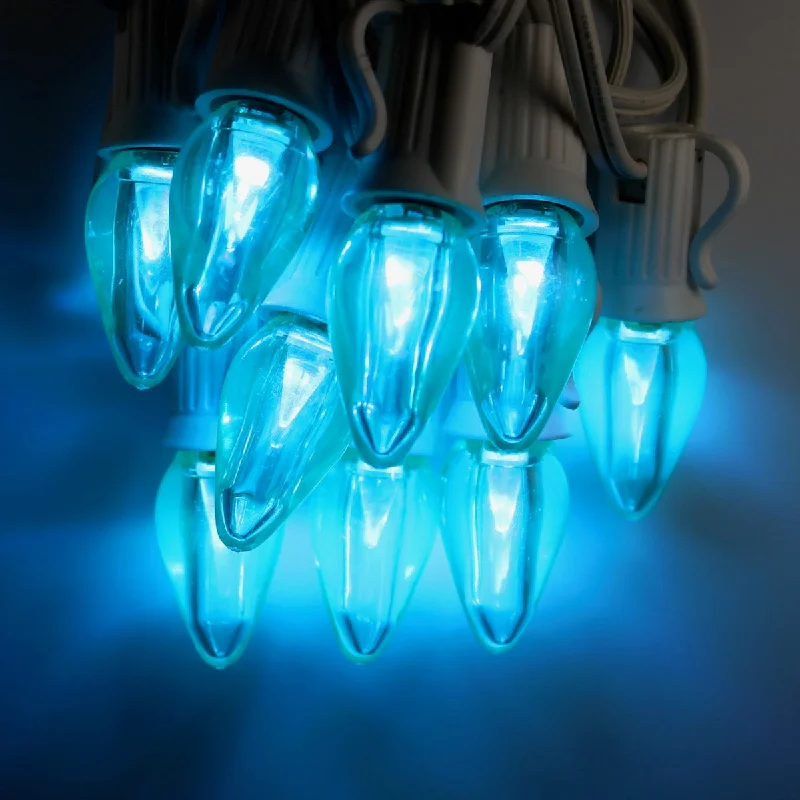 C7 Teal Smooth LED Bulbs E12 Bases (Final Sale) (25 Pack)