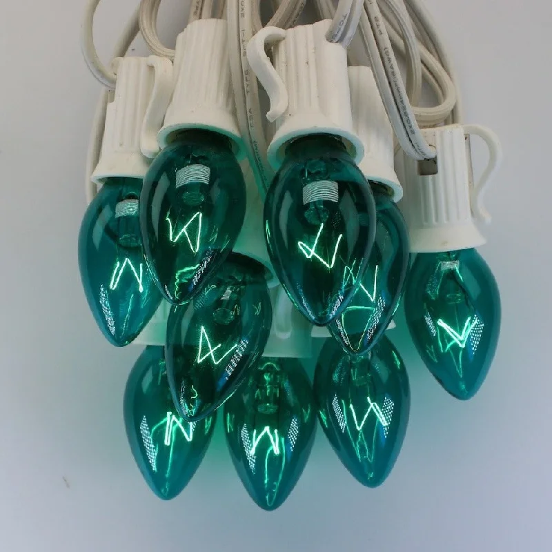 C7 Teal Glass Bulbs E12 Bases (25 Pack)