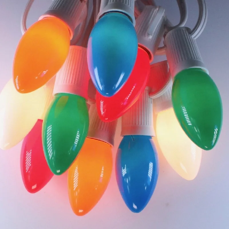 C9 Multicolor Opaque Glass Bulbs E17 Bases (25 Pack)