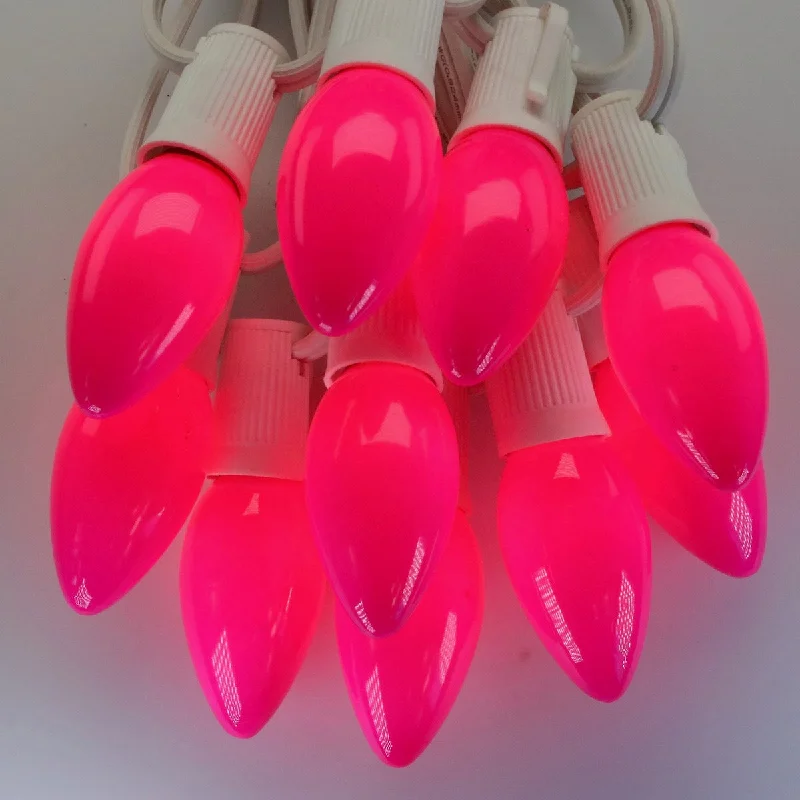 C9 Pink Opaque Glass Bulbs E17 Bases (25 Pack)