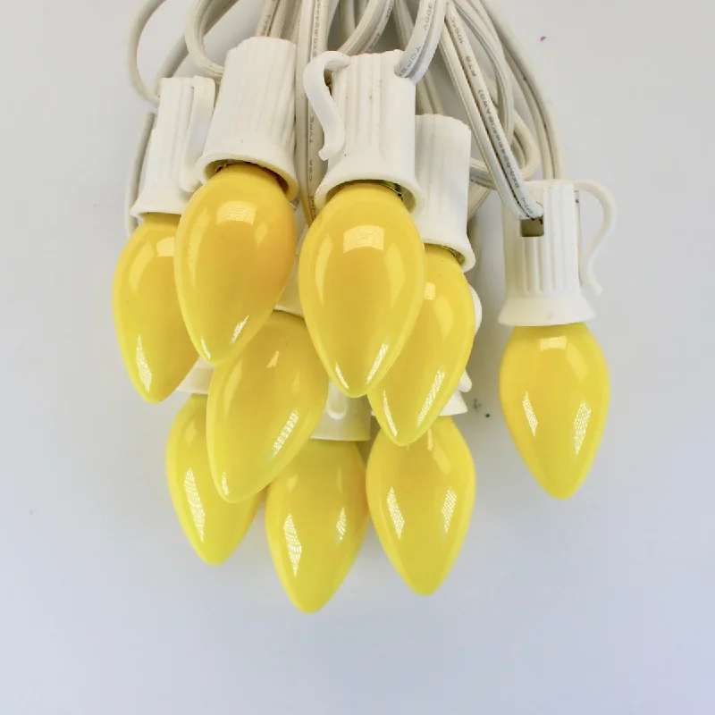 C9 Yellow Opaque Glass Bulbs E17 Bases (25 Pack)