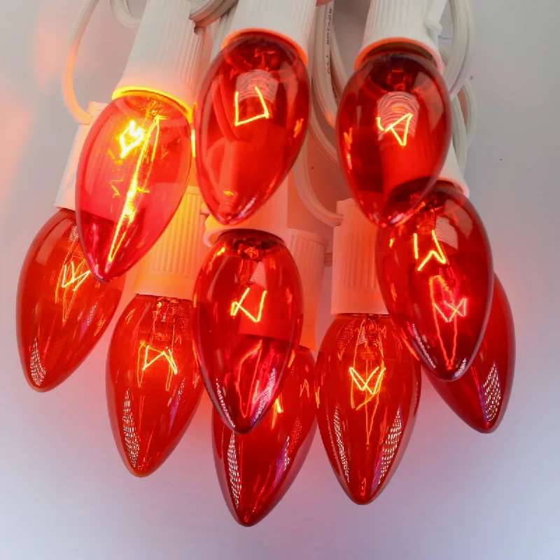 C9 Orange Triple Dip Glass Bulbs E17 Bases (25 Pack)