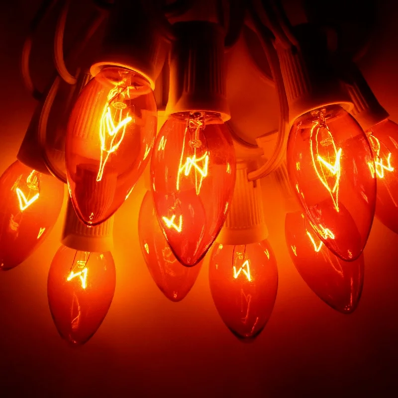 C9 Orange Glass Bulbs E17 Bases (25 Pack)