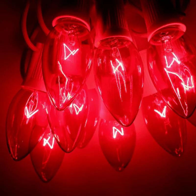 C9 Pink Glass Bulbs E17 Bases (25 Pack)