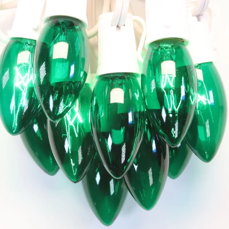 C9 Green Twinkle Glass Bulbs E17 Bases (25 Pack)