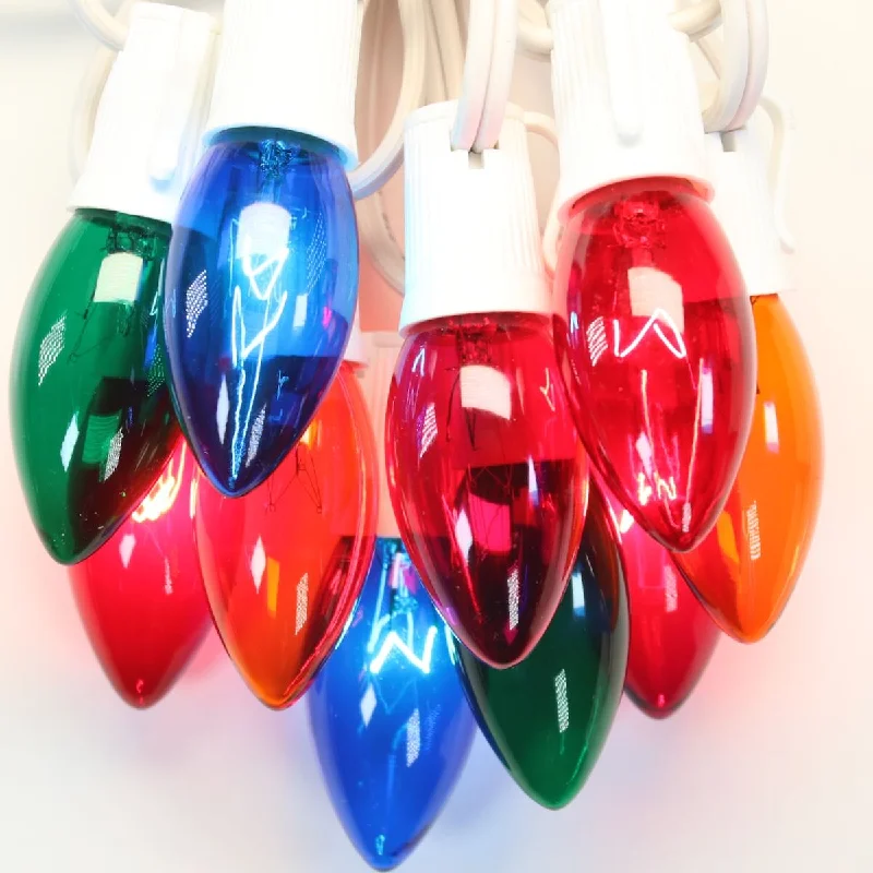 C9 Multicolor Twinkle Glass Bulbs E17 Bases (25 Pack)