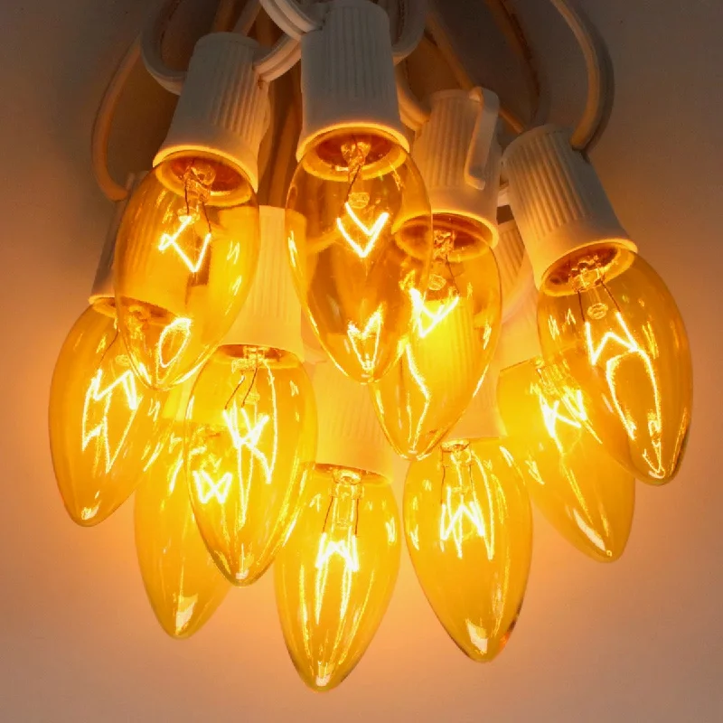 C9 Yellow Glass Bulbs E17 Bases (25 Pack)