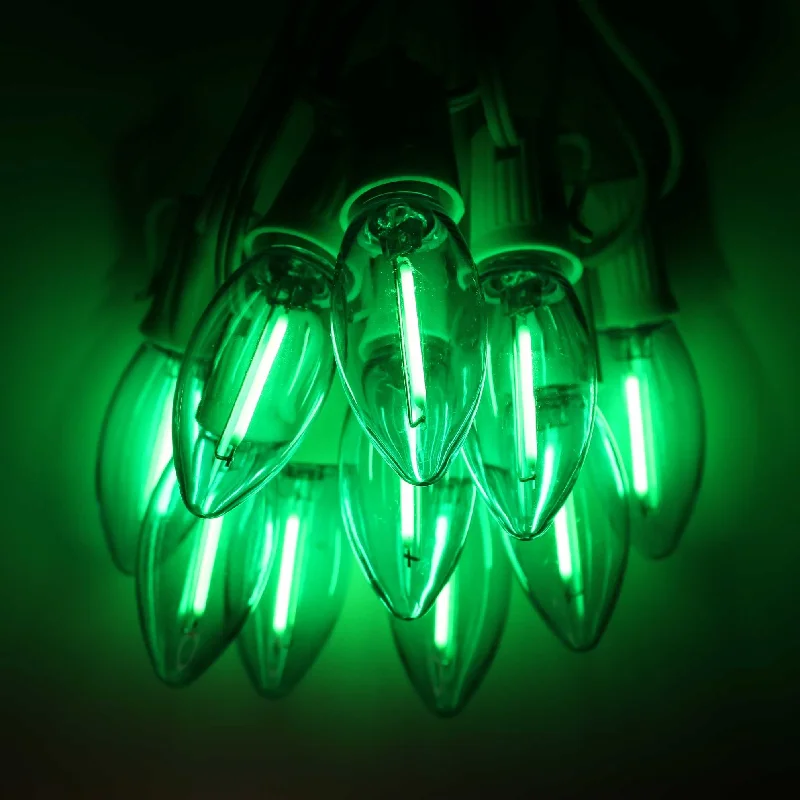 C9 Green Smooth Filament LED (SMD) Bulbs E17 Bases (25 Pack)