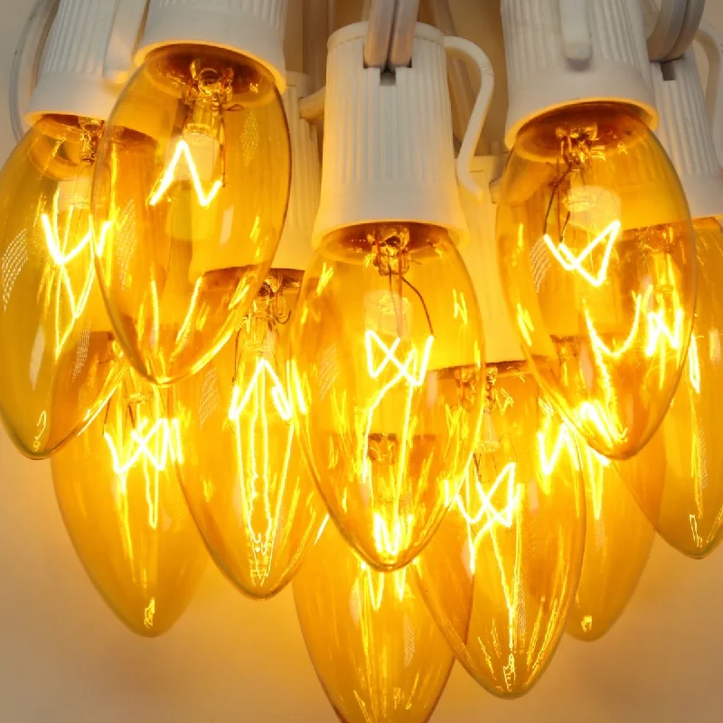 C9 Yellow Twinkle Glass Bulbs E17 Bases (25 Pack)