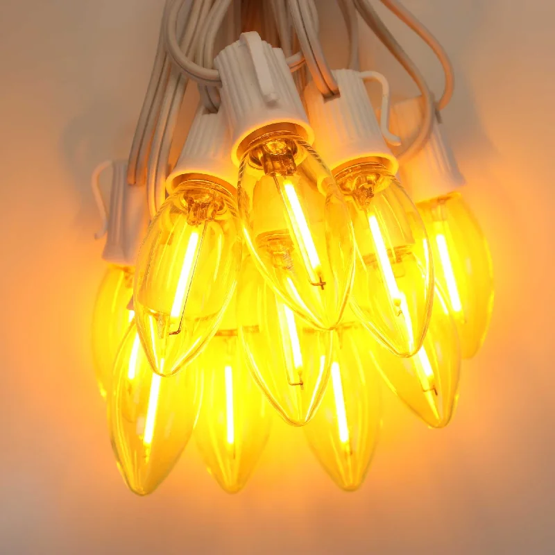 C9 Yellow Smooth Filament LED (SMD) Bulbs E17 Bases (25 Pack)