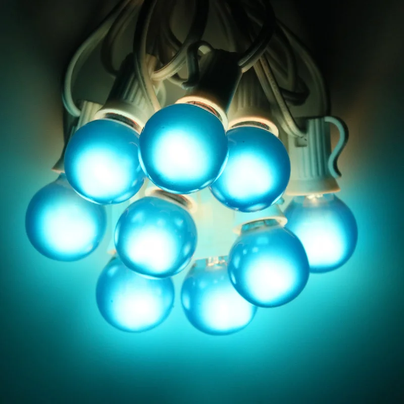 G30 Blue Satin Glass Bulbs E12 Bases (Pack of 25)