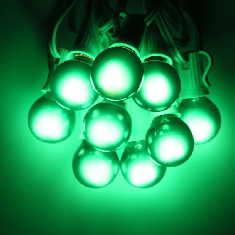 G30 Green Satin Glass Bulbs E12 Bases (25 Pack)