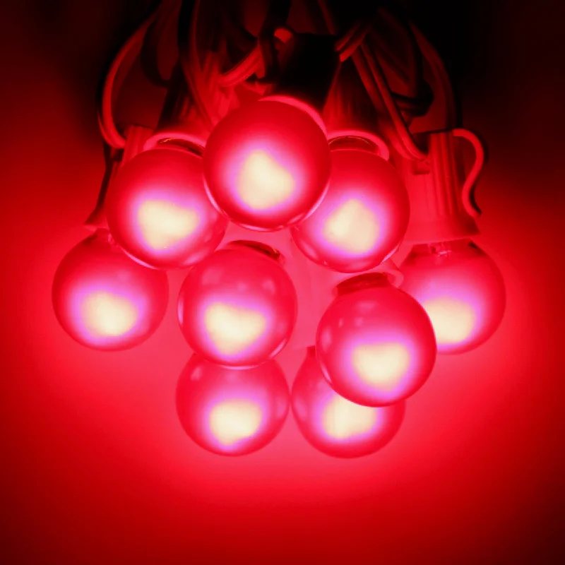 G30 Red Satin Glass Bulbs E12 Bases (25 Pack)