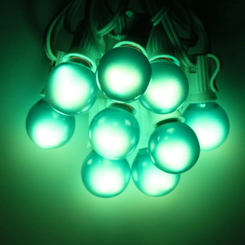 G30 Teal Satin Glass Bulbs E12 Bases (25 Pack)