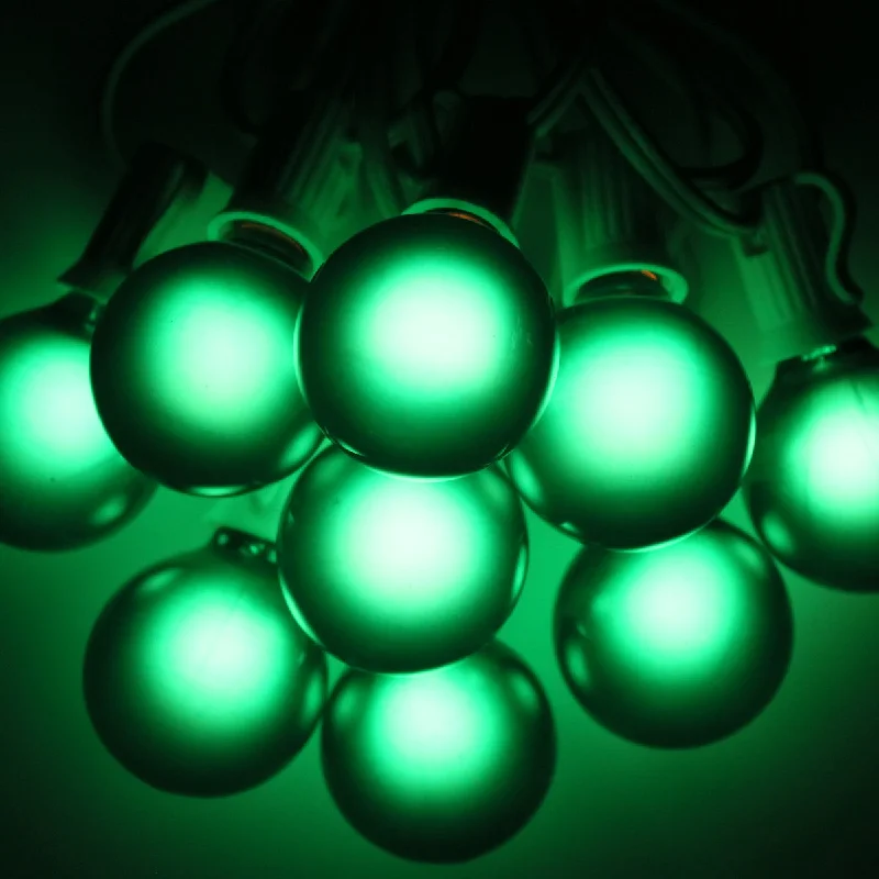 G40 Green Satin Glass Bulbs E12 Bases (25 Pack)