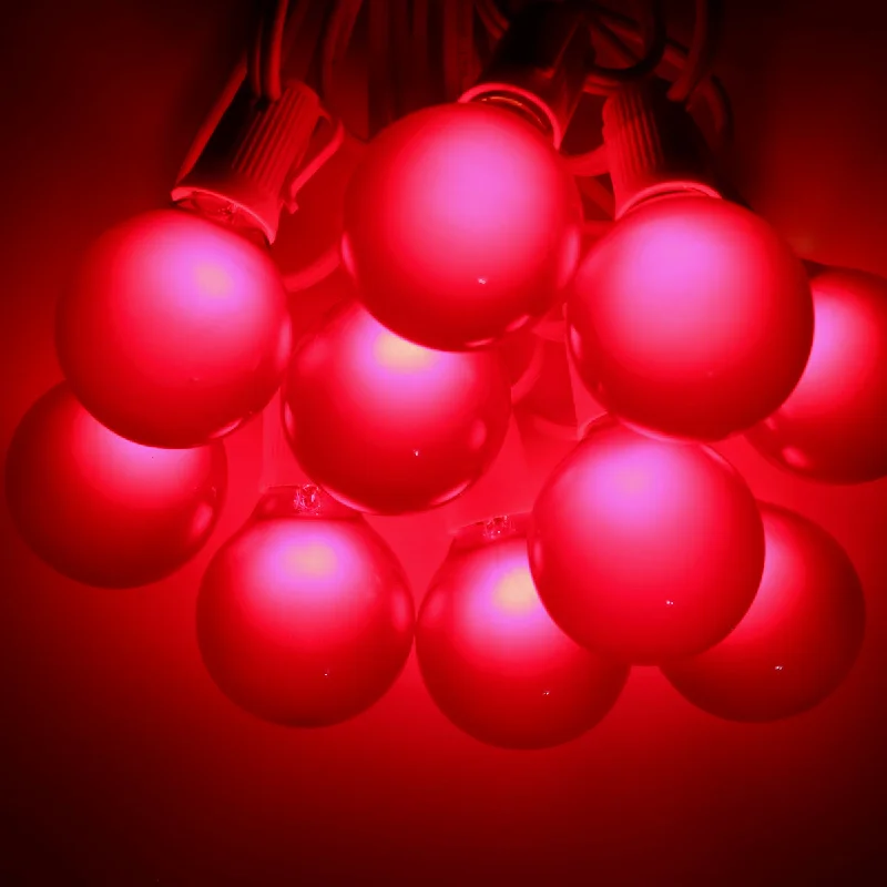 G40 Red Satin Glass Bulbs E12 Bases (25 Pack)