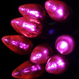 C7 Pink Smooth LED Bulbs E12 Bases (25 Pack)