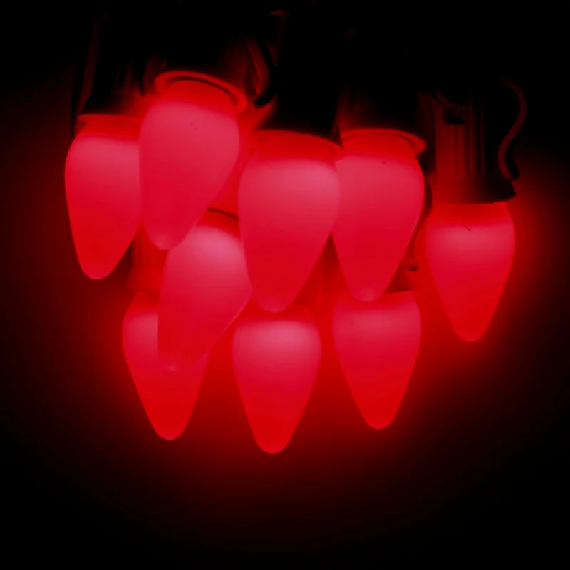 C7 Red Smooth Opaque LED Bulbs E12 Bases (SMD) (25 Pack)