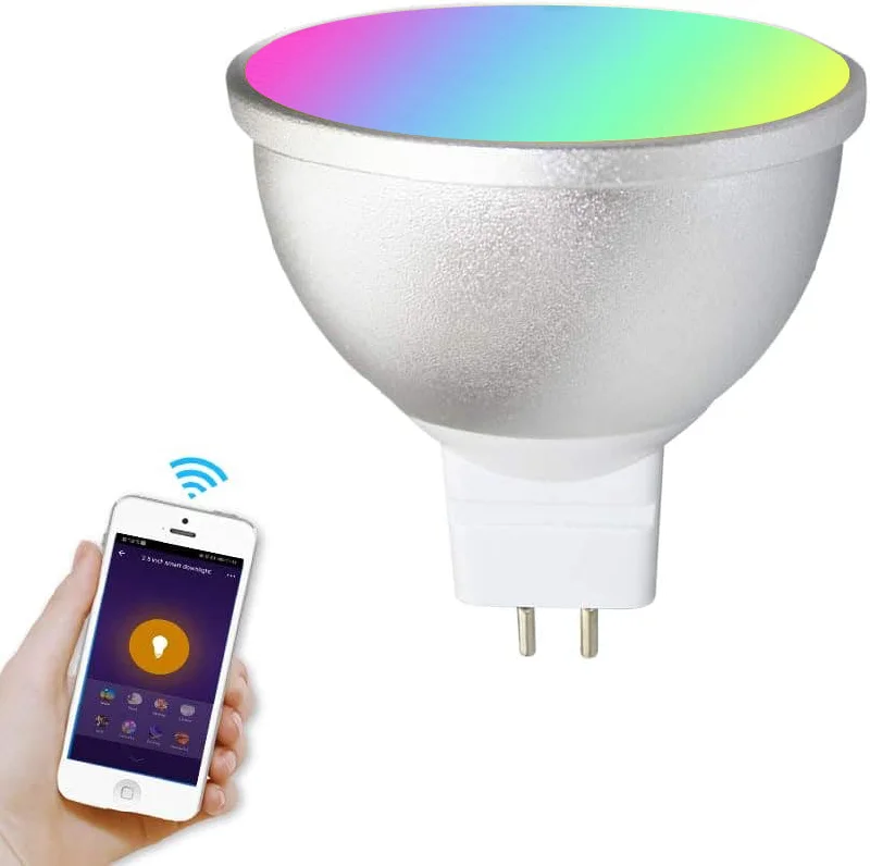 MR16 RGBCW 2700K-6000K 5W Smart WIFI LED Light Bulb, Energy Saving Color Changing 12V Outdoor LED Bulb Compatible with Alexa, Google Assistant, and Siri