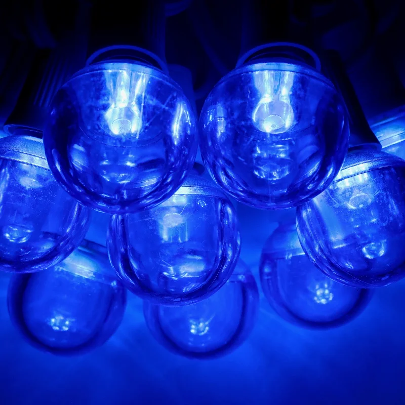 G40 Blue Smooth LED Bulbs E12 Bases (25 Pack)