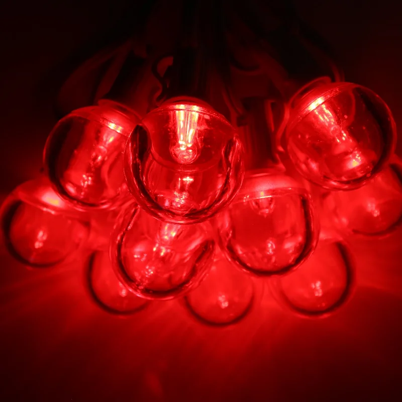 G40 Red Smooth LED Bulbs E12 Bases (25 Pack)