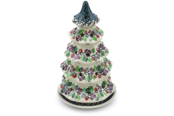 10" Christmas Tree Candle Holder - Berry Garland