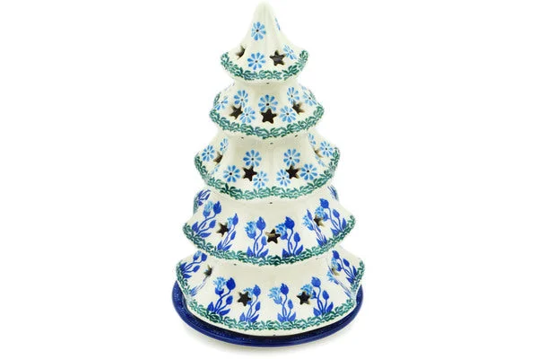 10" Christmas Tree Candle Holder - Blue Butterfly