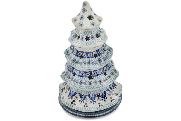 10" Christmas Tree Candle Holder - Blue Ice