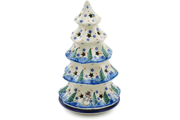 10" Christmas Tree Candle Holder - Dancing Snowman