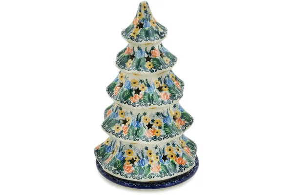 10" Christmas Tree Candle Holder - Green Bird Garden