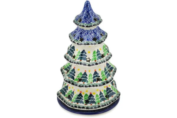 10" Christmas Tree Candle Holder - Winter Tree