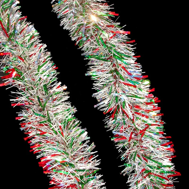 10' Wide Cut Snoblush Holographic Tinsel Garland