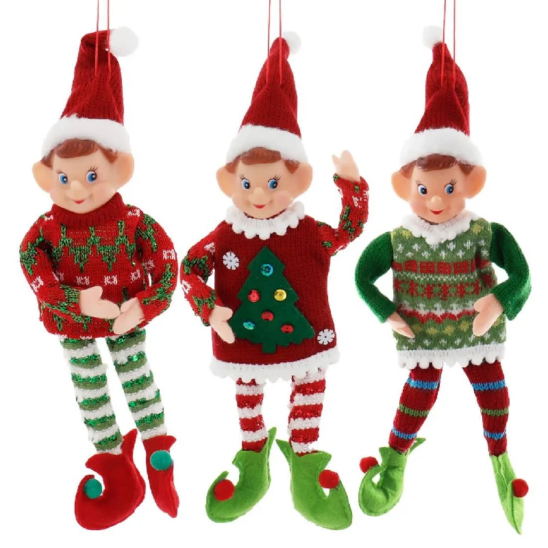 11" Traditional Christmas Elf Ornaments