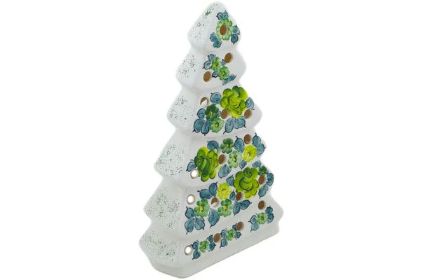 12" Christmas Tree Figurine - Green Wave