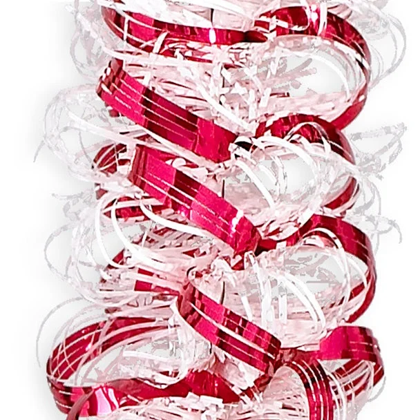 12' Deluxe Red and Snowy White Looped Angel Hair Garland