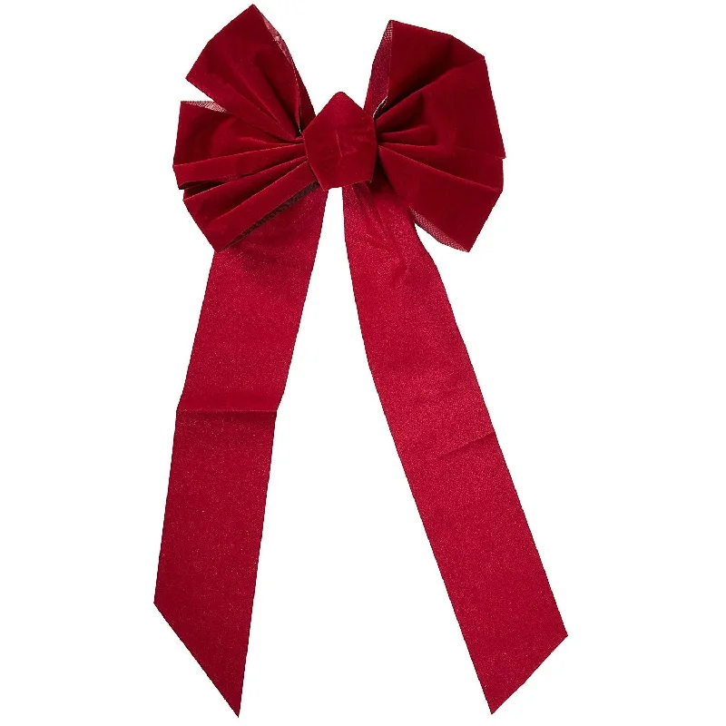 14" x 28" Burgundy Velvet 7-Loop Christmas Bow