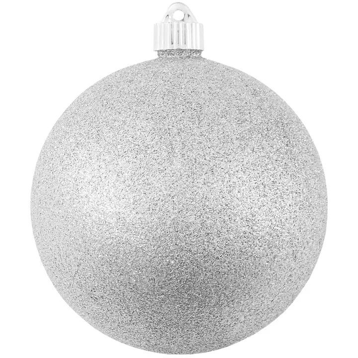 6" Shatterproof Silver Glitter Ball Ornament