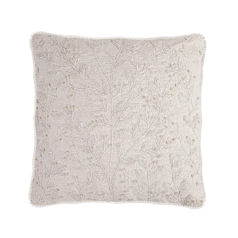 18 in. HGTV Home Collection White Boho Christmas Pillow