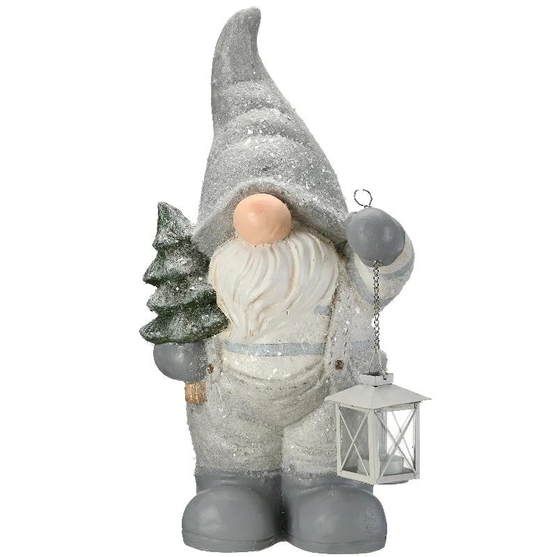 19 in. Winter Gnome with Lantern Candleholder