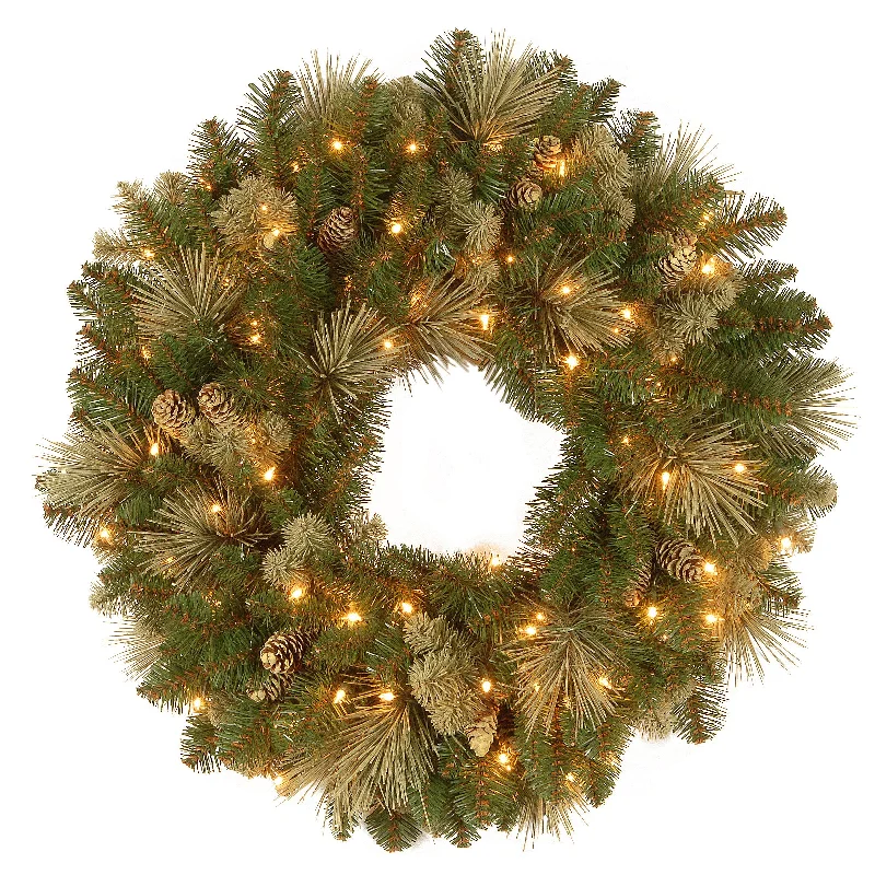 24 in. Pre-Lit Carolina Pine Wreath with LED Lights