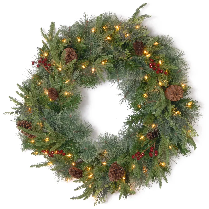 24 in. Pre-Lit Colonial Fir Wreath with Dual Color LED Lights