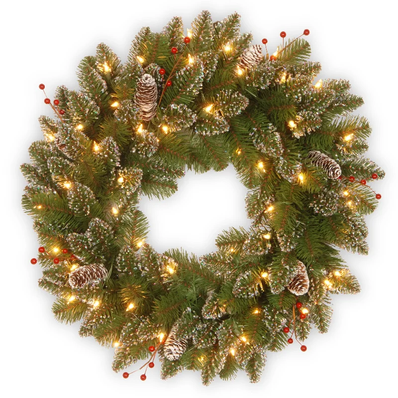 24 in. Pre-Lit Glittery Mountain Spruce with LED Lights