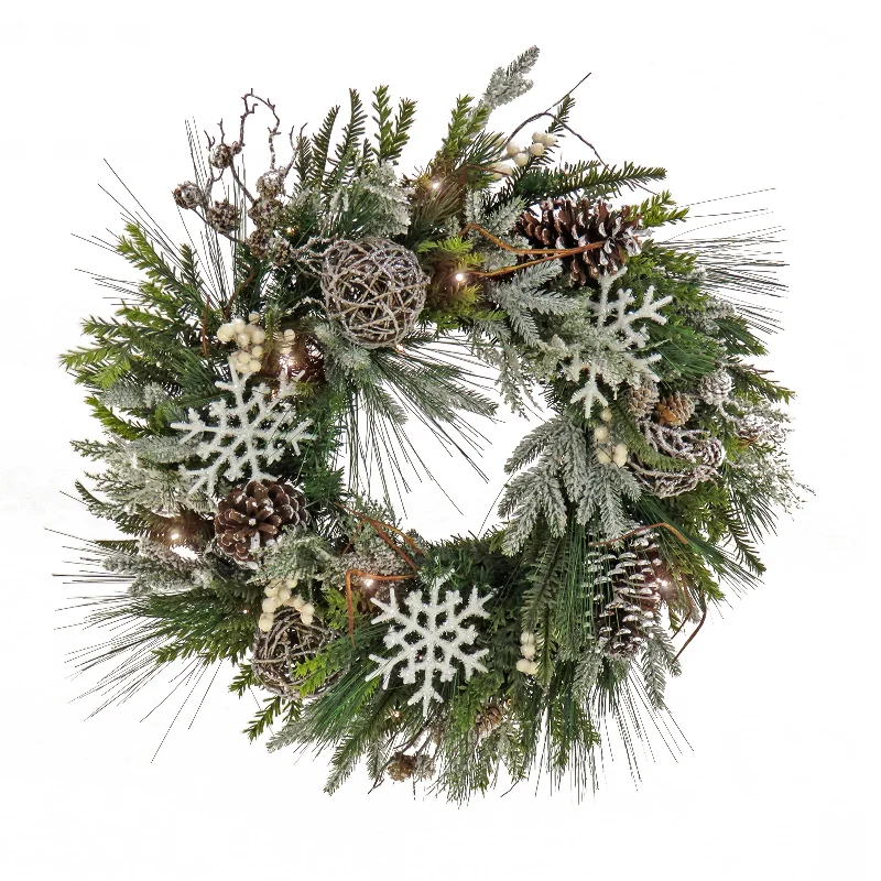 28 in. Pre-Lit HGTV Home Collection Cozy Winter Wreath