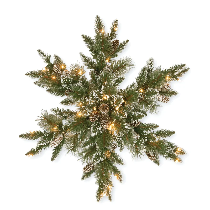 32 in. Pre-Lit Glittery Bristle Pine Snowflake with LED Lights