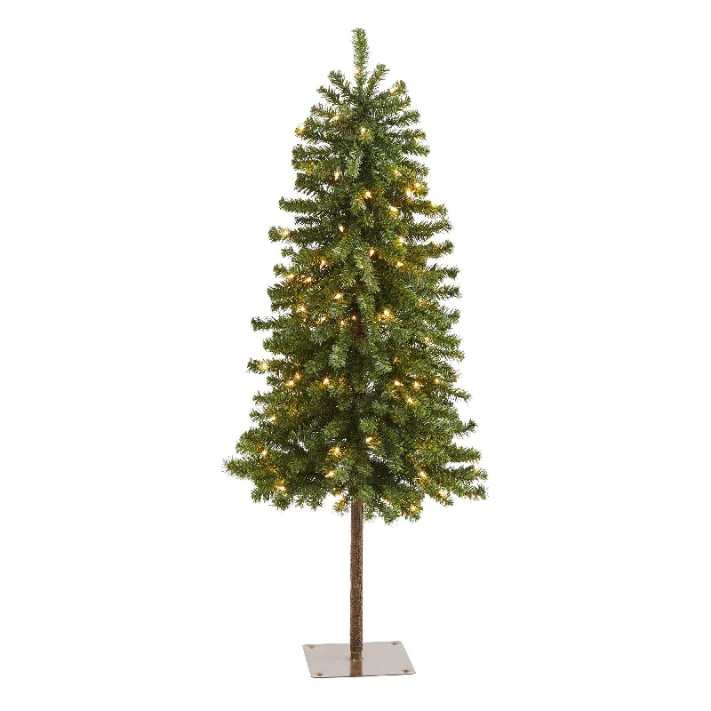 4' Alpine Artificial Christmas Tree with 100 Lights and 260 Bendable Branches