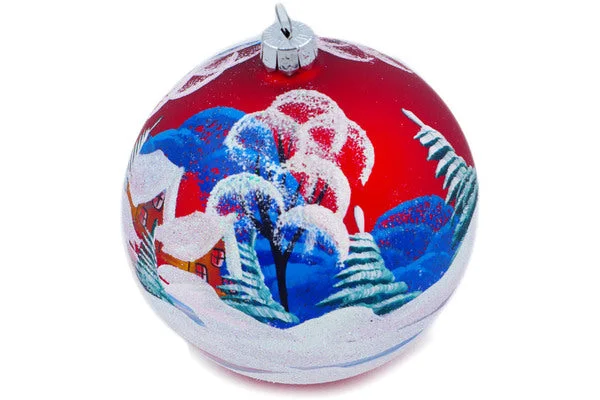 4" Christmas Ball Ornament - Frosty Forest Frolic